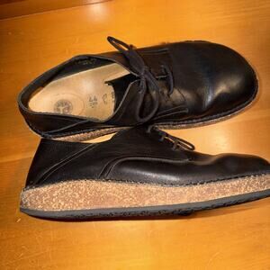 BIRKENSTOCK Black Leather Lace Up Shoes Men's Size EU 44 US 11 Brown Sole